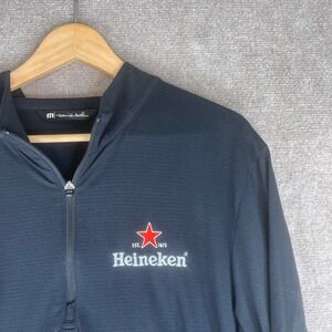 Travis Mathew Heineken 1/4 Zip Pullover Mens XL Black Long Sleeve Performance